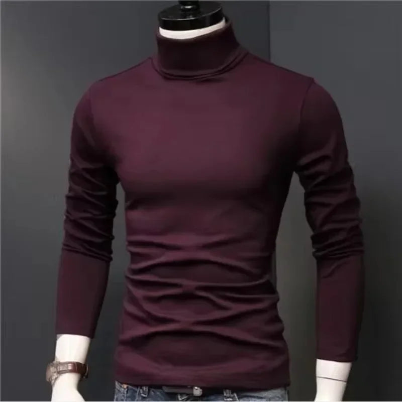 Thermal Underwear Tops Men Spring Clothes Thermal Shirt Autumn Men's Winter Tights High Neck Thin Slim Fit Long Sleeve T-shirt