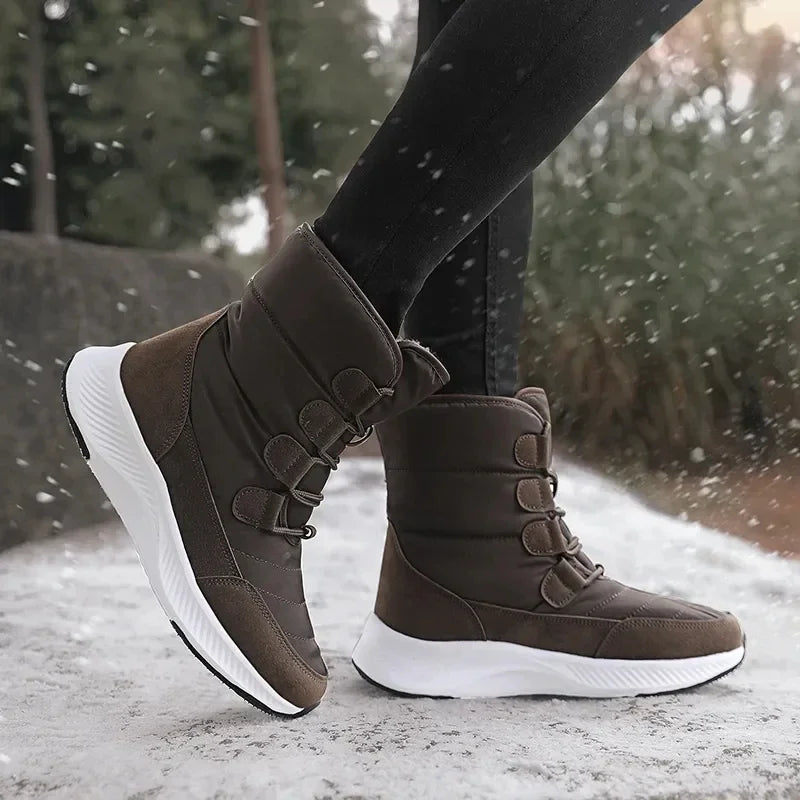 2026 Women's Shoes Winter Fashion Ankle Boots Women Keep Warm Female Lace Up Waterproof Boots Ankle Shoes Street Nurse Boots
