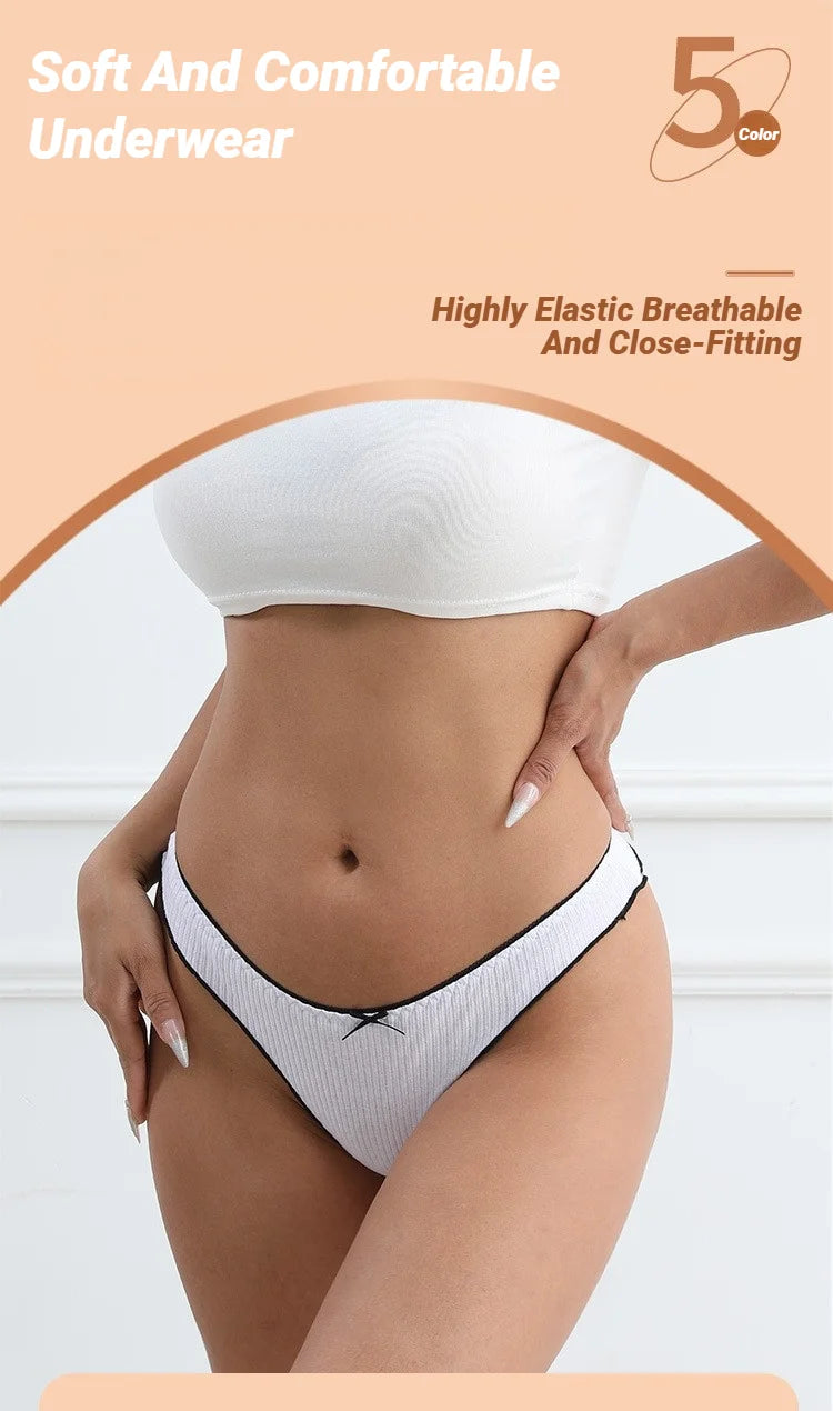3Pcs Women's Thong Low-rise Panties Solid Color Lingerie Sexy Thongs Fashion Casual Underwear Comfort Fit Women's Tangas