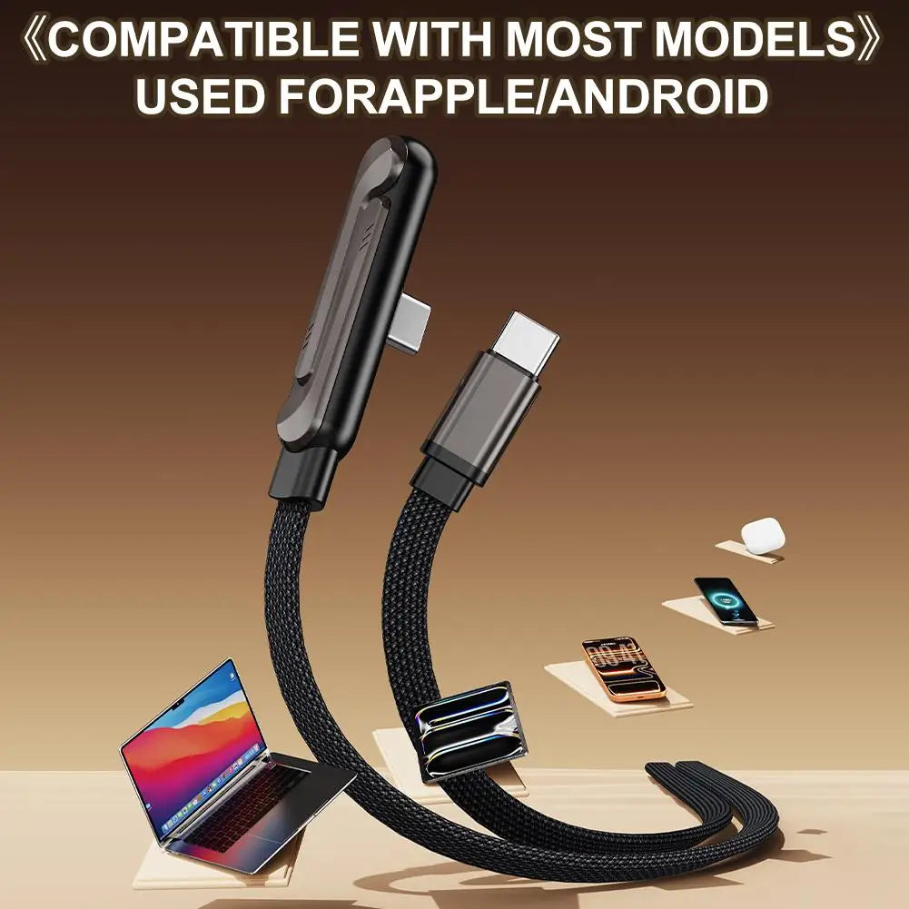 240W Stand Charging Cable, 2-in-1 with Phone Holder for Gaming/Videos, Compatible with iPhone 15-17 & Huawei
