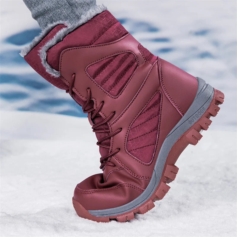 Men's Snow Boots for Men Casual Winter Shoes Platform Non-slip Warm Fur Ankle Boots Plush Combat Outdoor Hiking Motorcycle Boots