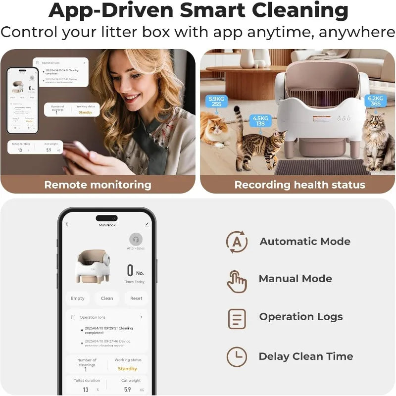 Automatic Smart APP Cat Litter Box Self Cleaning Fully Enclosed Cat Litter Box Pet Toilet Litter Tray with Free Gift Purifier