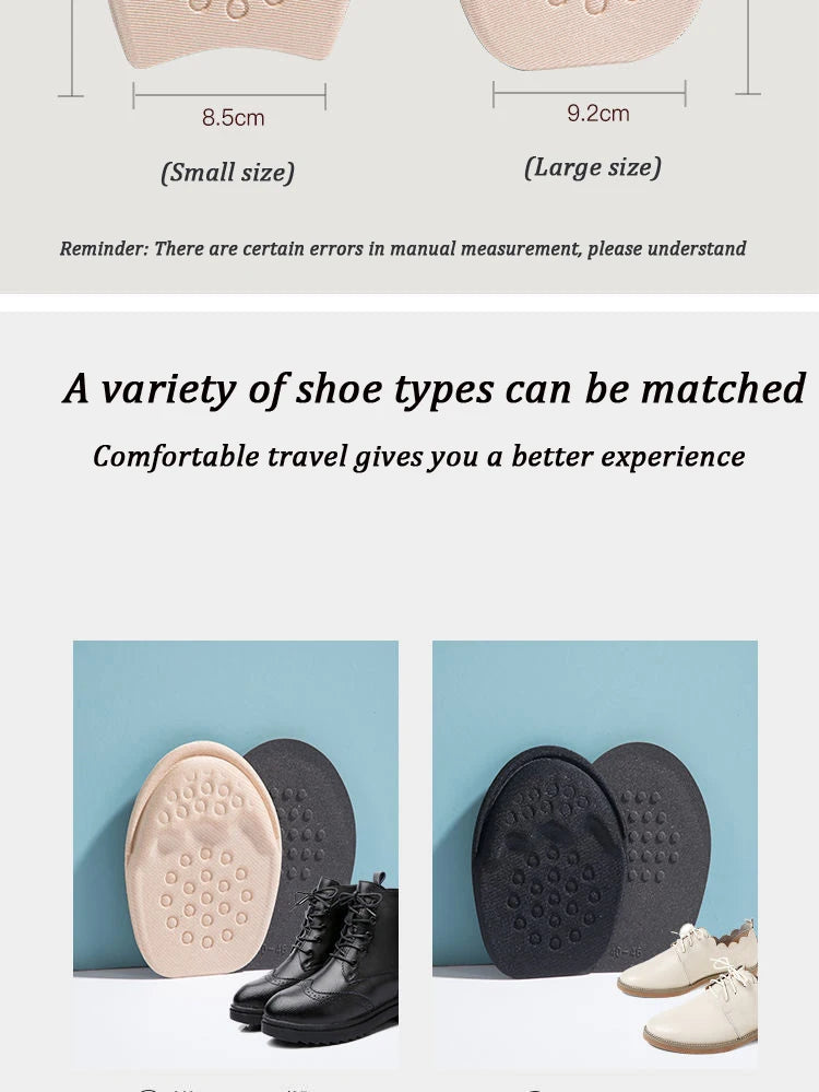 Forefoot Pads for Women High Heels Half Insoles Forefoot Anti-Slip Pain Relief Insert Shoe Size Reduce Filler for Too Big Shoes