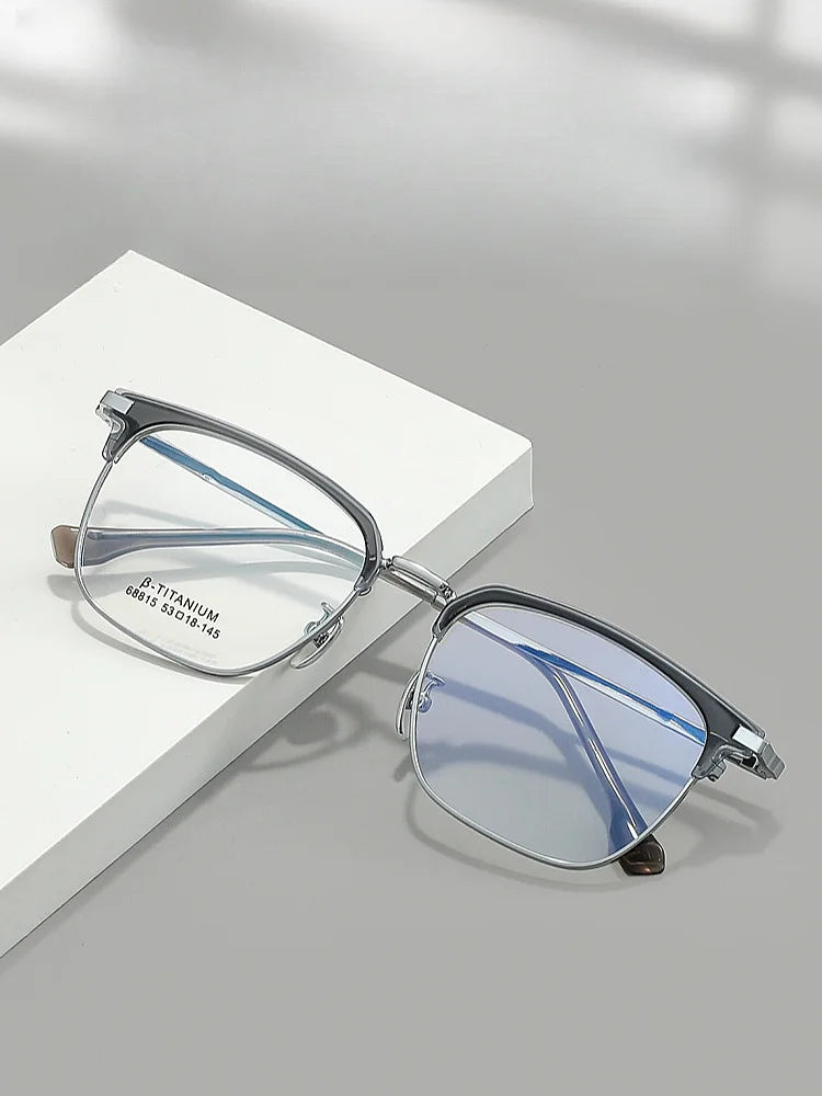Metal Glasses Frames Business Retro Square Men's Frames Ultra-light And Versatile Optical Prescription Frames For Men 68815L