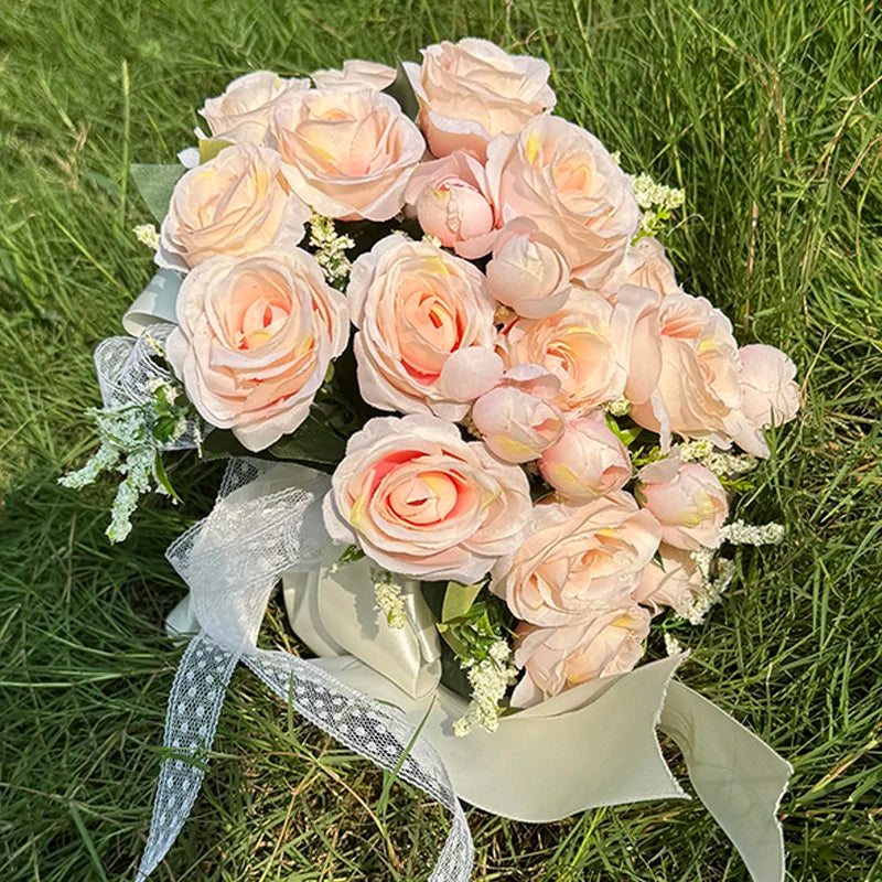 1PC Wedding Bouquet for Bride Wheat Ear and Green Leaf Wedding Bouquet Ceremony Anniversary Bridal Shower Wedding Accessories