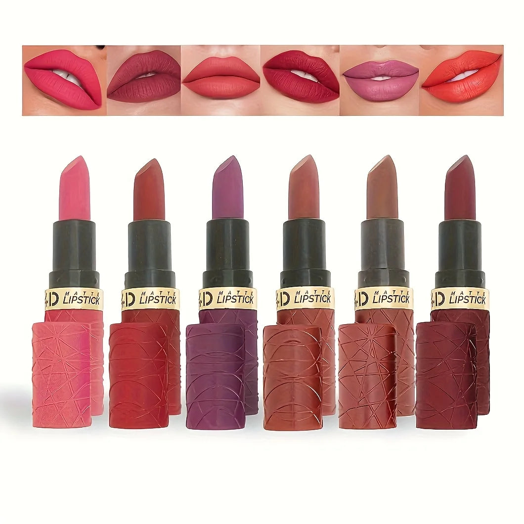 A set of 6 newly launched long-lasting brownish-red lipsticks