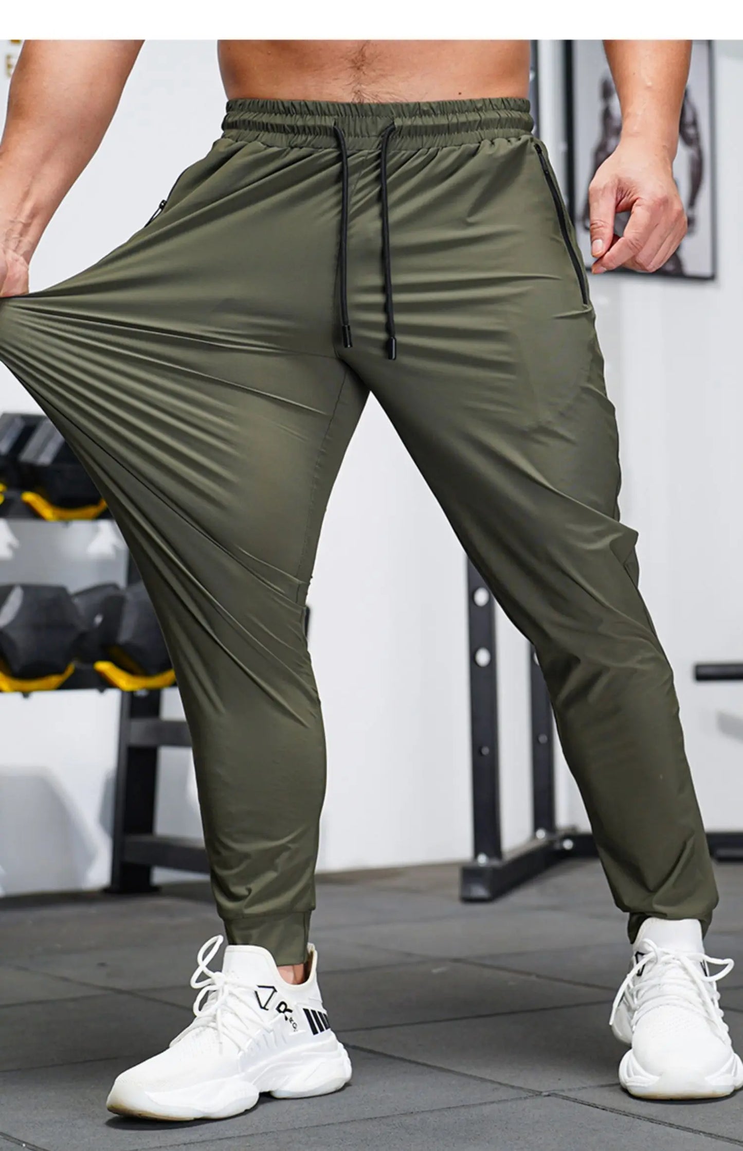 Men's Sports Pants Spring summer Running Pants Workout Active Trousers Slim Ice silk Quick dry Skinny Jogging Pants Joggers