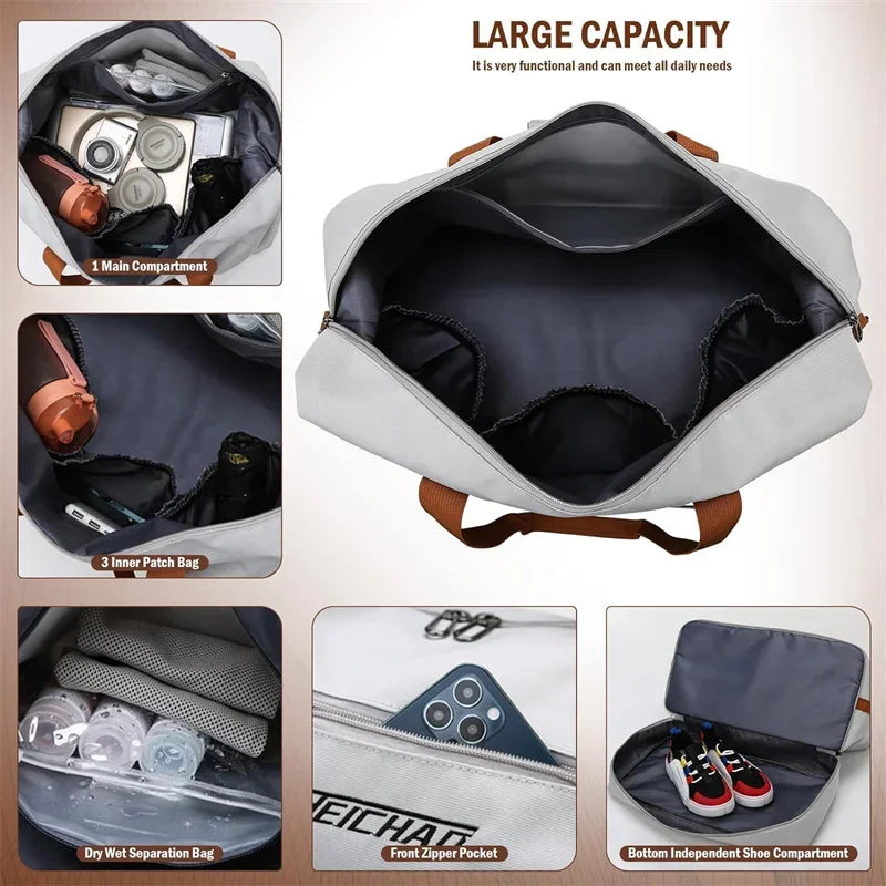 Fashion Travel Bags For Women Large Capacity Men's Sports bag Waterproof Weekend Sac Voyage Female Messenger Bag Dry And Wet