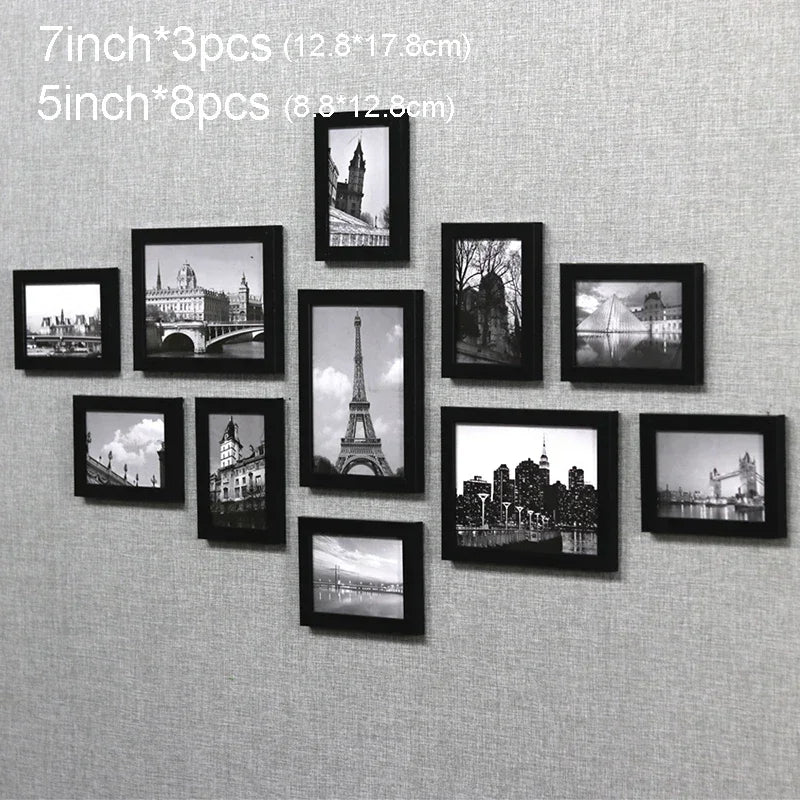 11Pcs Picture Frames Wall Photo Frame Architecture Picture Frame Set Modern Decor Living Room Home Decoration marcos de fotos