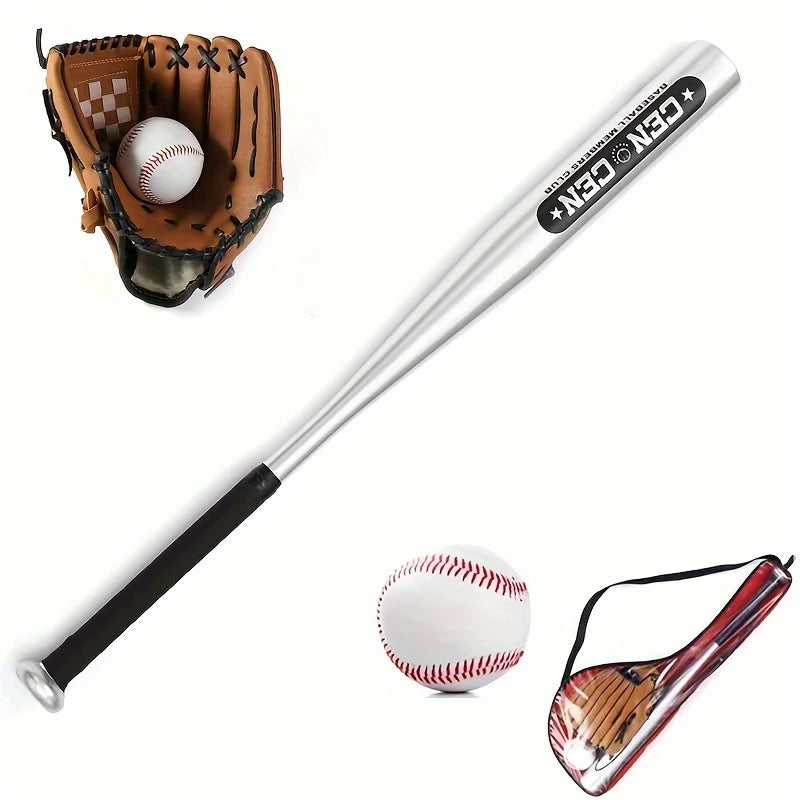 Baseball Balls Set 63.5cm Aluminum Alloy Baseball Bat PVC Baseball Glove Baseball Kit for Beginners Games and Batting Practice