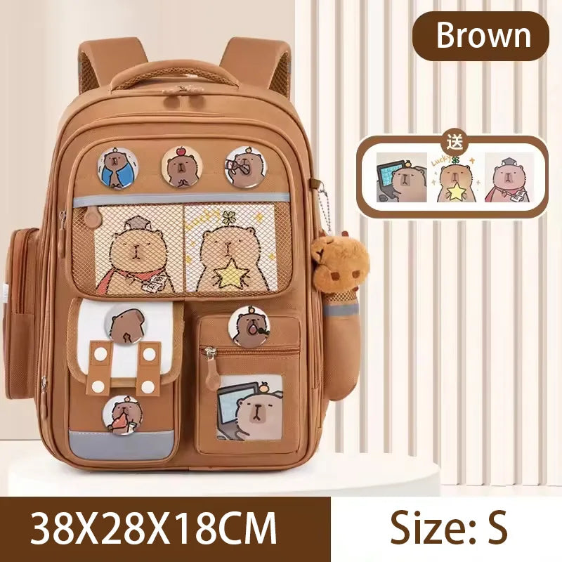 Capibara Student Schoolbag, Large-capacity Children Backpack.Girl Boy Kids Back To School Book Bags