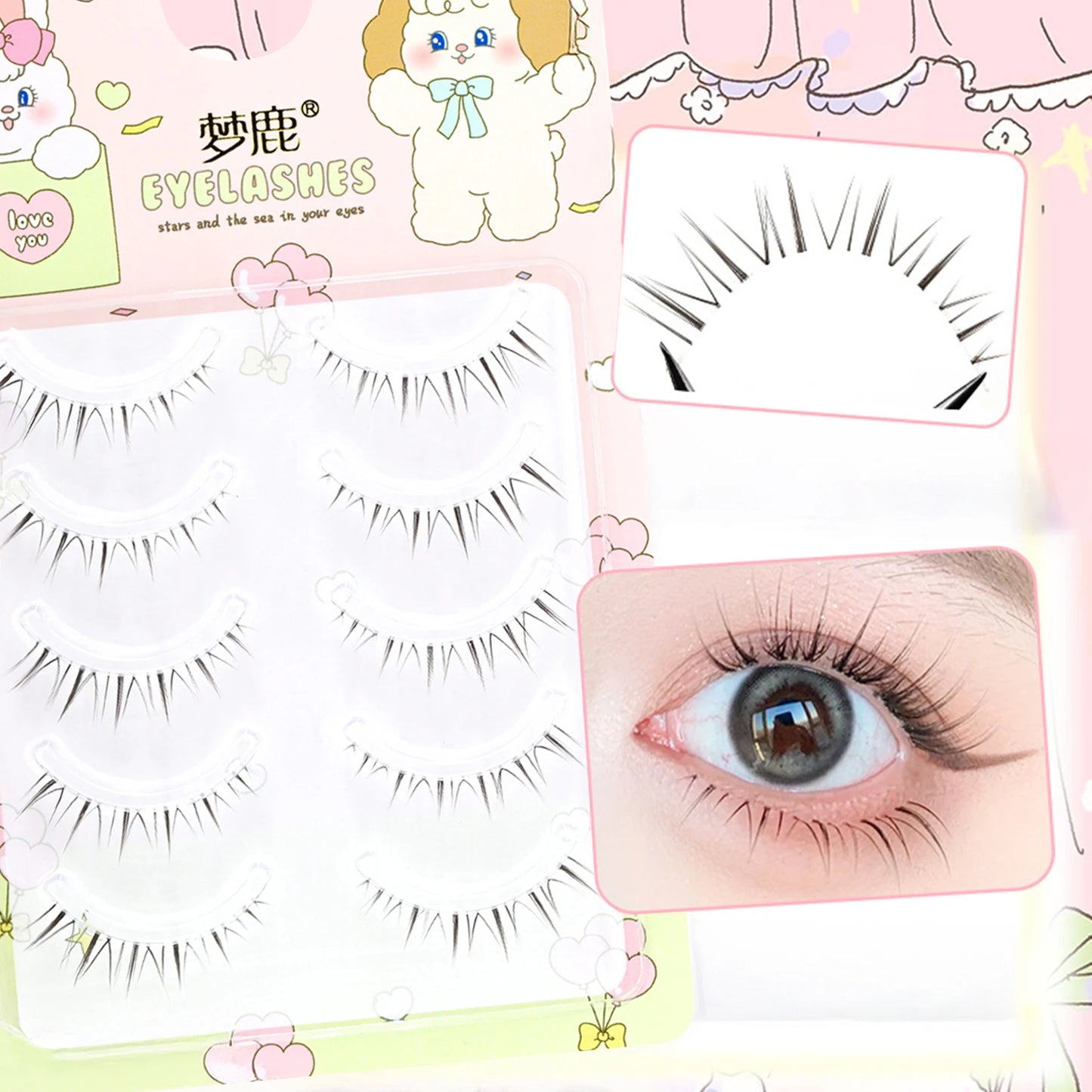 5 Pairs 4-8mm Antique Cartoon Lower False Eyelashes Wispy Cluster Natural Daily Eyelash Extensions For Beauty Eye Cosplay Makeup