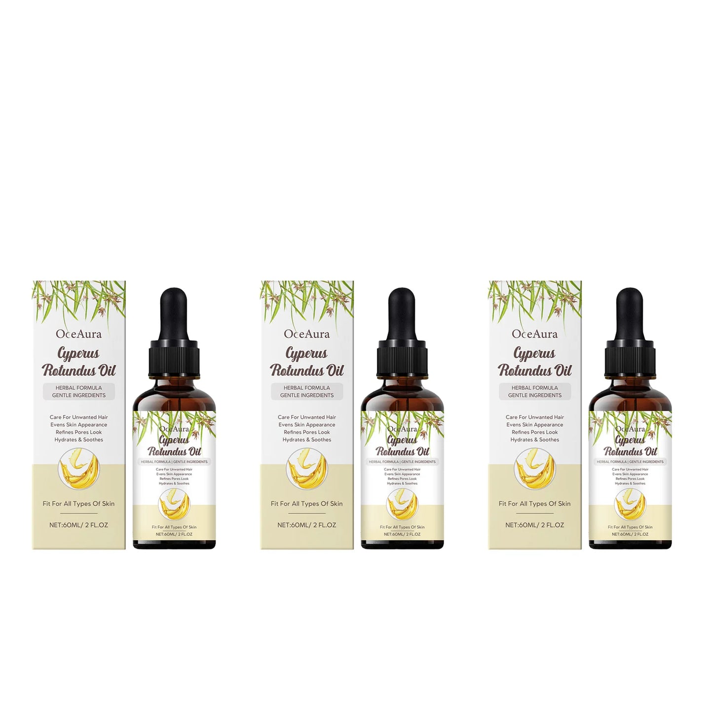Natural Cyperus Rotundus Oil 60ml for Hair Removal Moisturizing Soothing Skin Reducing Body Hair Growth Painless After Shave Oil
