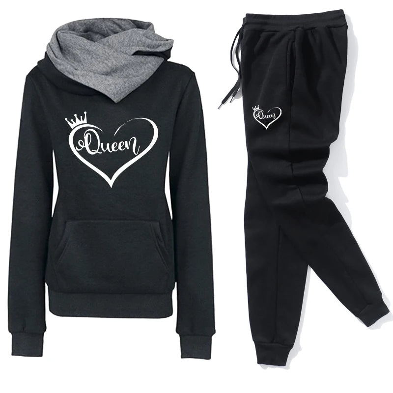 Fashion Women's Tracksuit Autumn Winter Quality Hoodies Casual Print Single Sport Pants Comfort Outdoors Daily Jogging Gym Woman