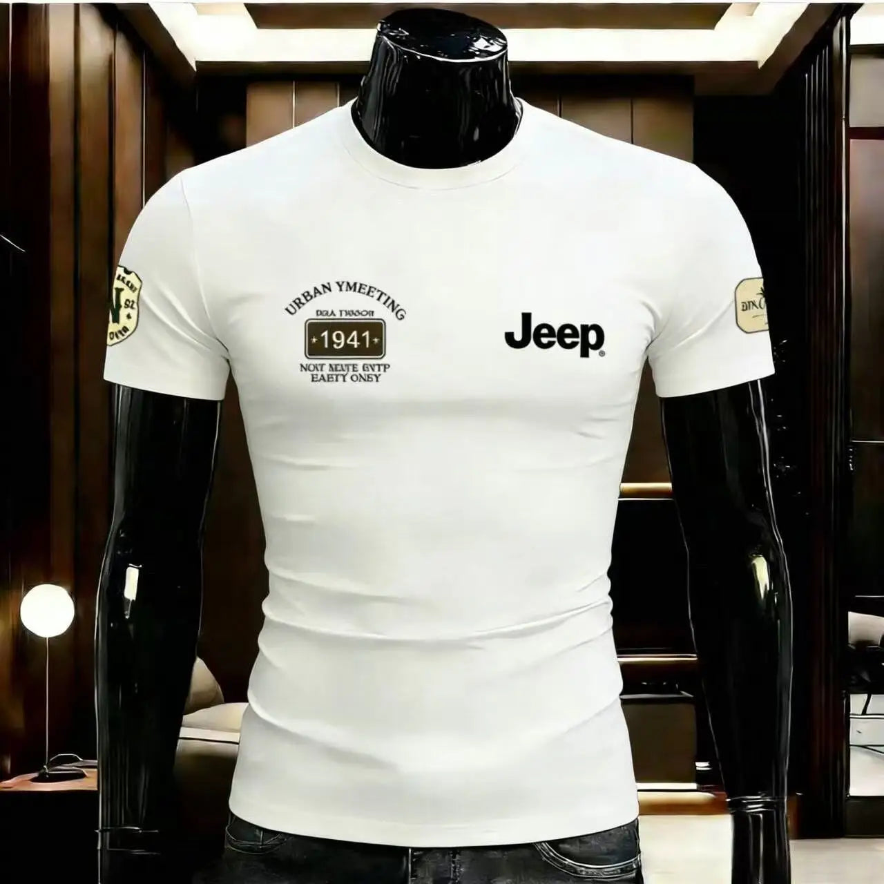 2026 Jeep High-quality Summer Round-neck Pure Cotton T-shirt, Breathable Men's Outdoor Casual Printed All-match Short-sleeved To