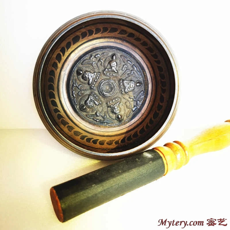 Yoga Healing Meditation Musical Instruments Tibetan Singing Bowl Five Buddhas Brass 10cm 14cm 17cm