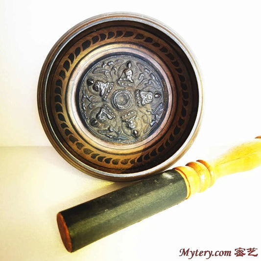 Yoga Healing Meditation Musical Instruments Tibetan Singing Bowl Five Buddhas Brass 10cm 14cm 17cm