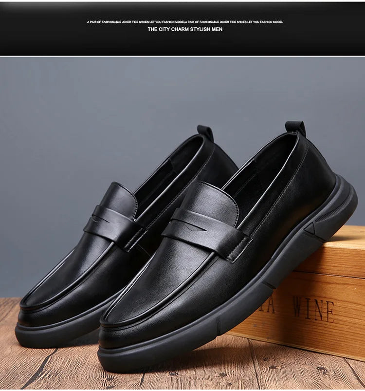 Genuine Leather Men's Business Leather Shoes Soft Soled Comfortable Men's Driving Shoes Loafers