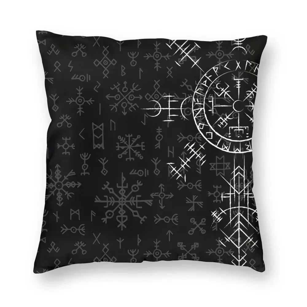 Celtic Lucky Charm Compass Symbole Celtic Vegvisir Pillowcase Viking Norse Backpack Cushion For Sofa  Coussin Covers Decorative