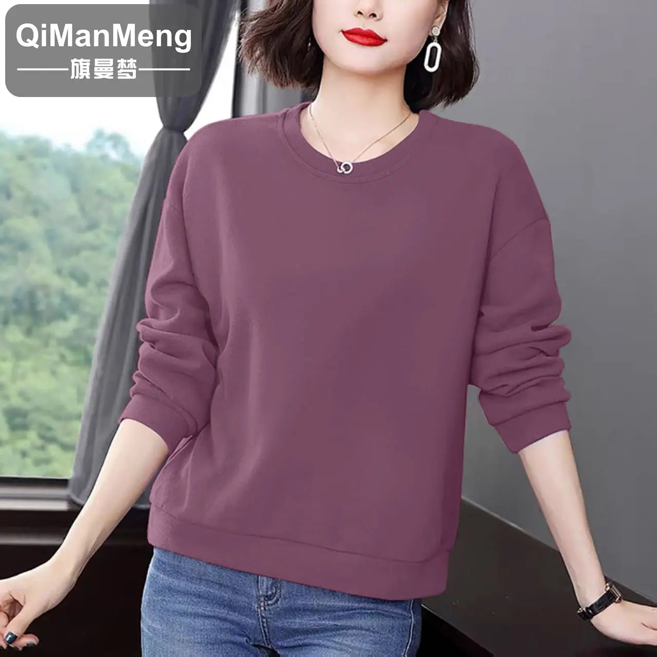 Simplicity Casual Autumn/Winter New Women's O-Neck Printing 3D Fashion All-match Loose Long Sleeve Pullovers Sweatshirts Tops
