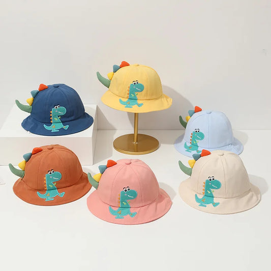 Cartoon Dinosaur Baby Fisherman Caps Korean Spring Summer Kids Outdoor Sun Hats For Boy Girl Casual Cute Kids Bucket Hats