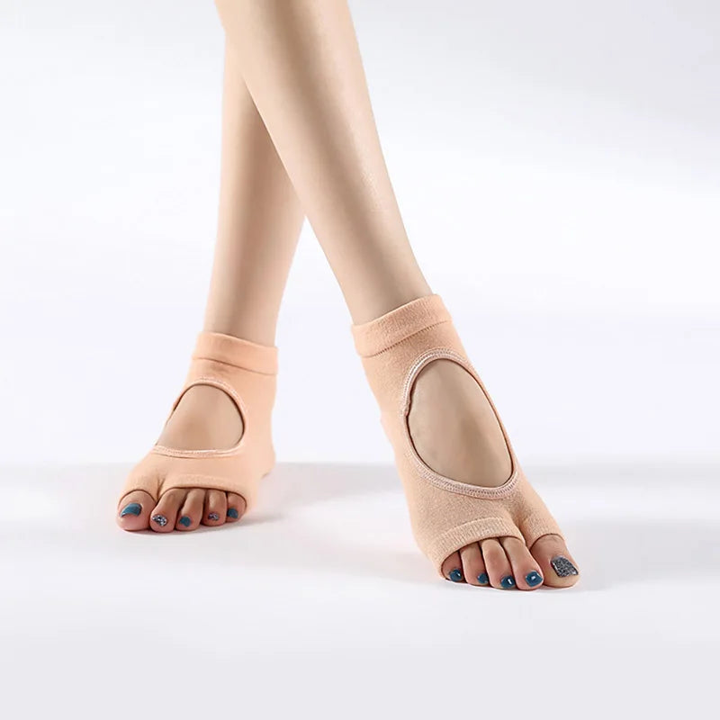 Women Two Toe Non Slip Quick Dry Cotton Yoga Socks Pilates Ballet Dance Anti Skid Sport Socks For Fitness Workout Training