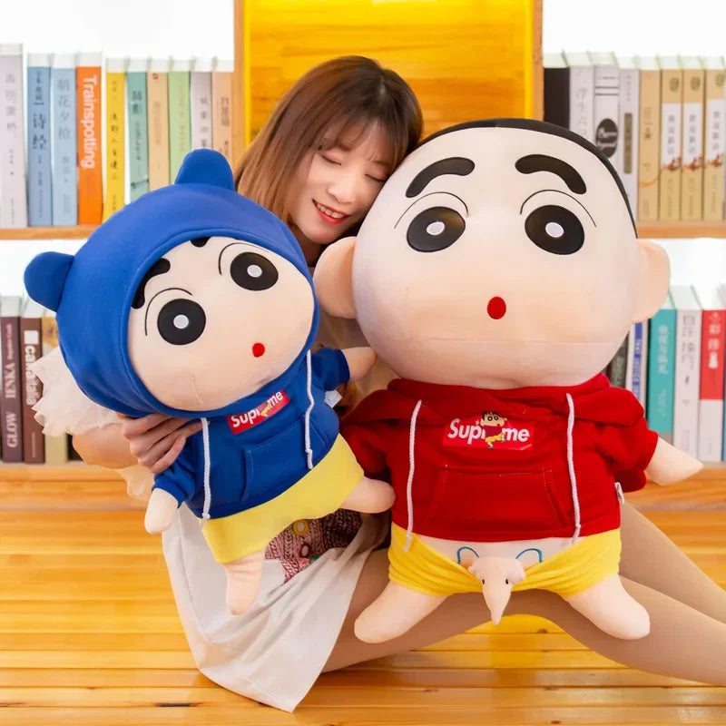 26-70cm Anime Crayon Shin-chan Doll Plush Red Blue Hoodies Detachable Collection Kawaii Stuffed Toys Dolls Bedroom Decoration