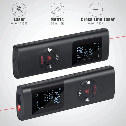 40M/60M Mini Smart Laser Distance Meter Measure Infrared Rangefinder USB Rechargeable Handheld Laser Range Finder