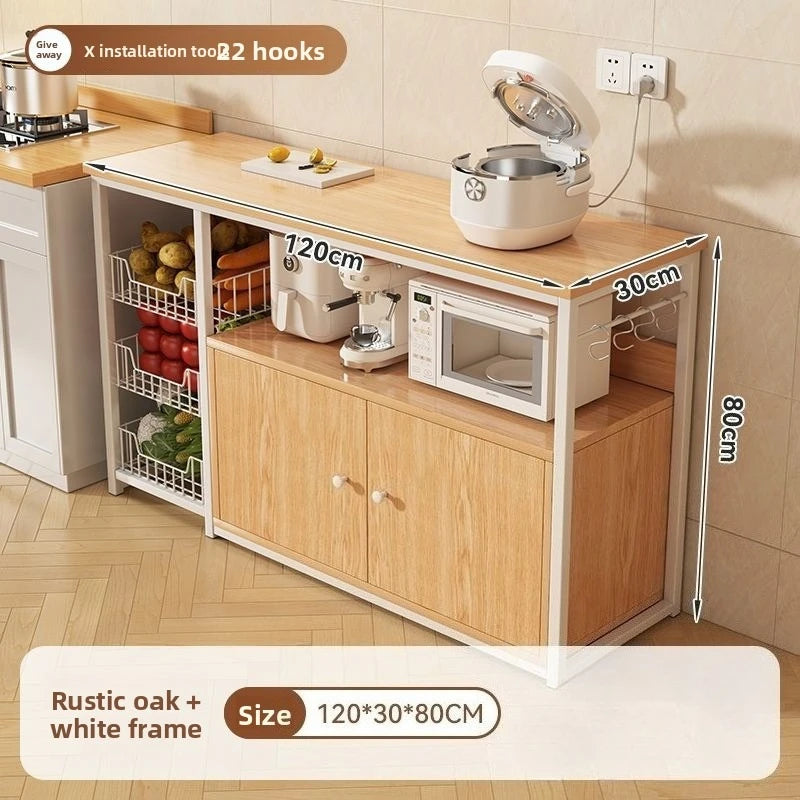 Heavy Duty Large Capacity Storage FurniturePantry Cabinet with Adjustable Shelves & Mesh Baskets Microwave Dishes