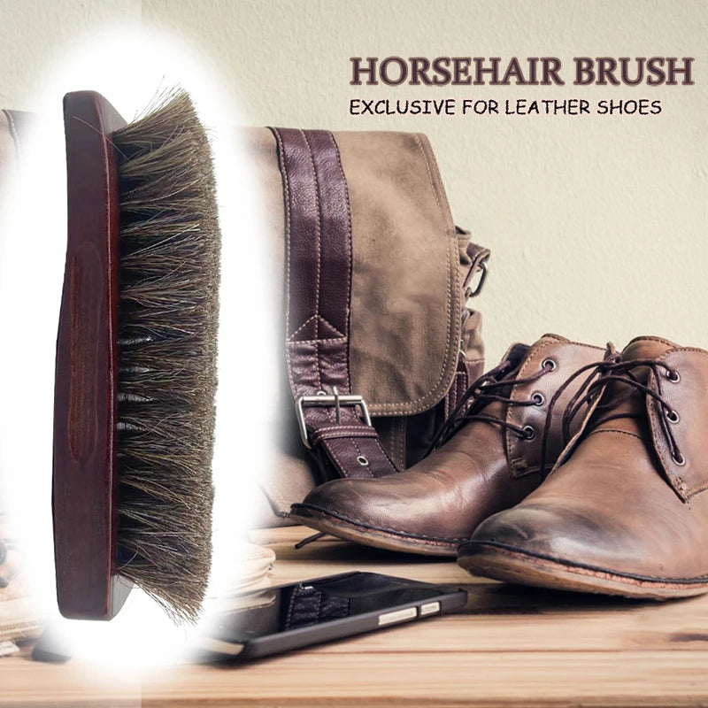 1PC premium horsehair shoe brush is suitable for polishing and cleaning leather products effectively removing dirt and debris
