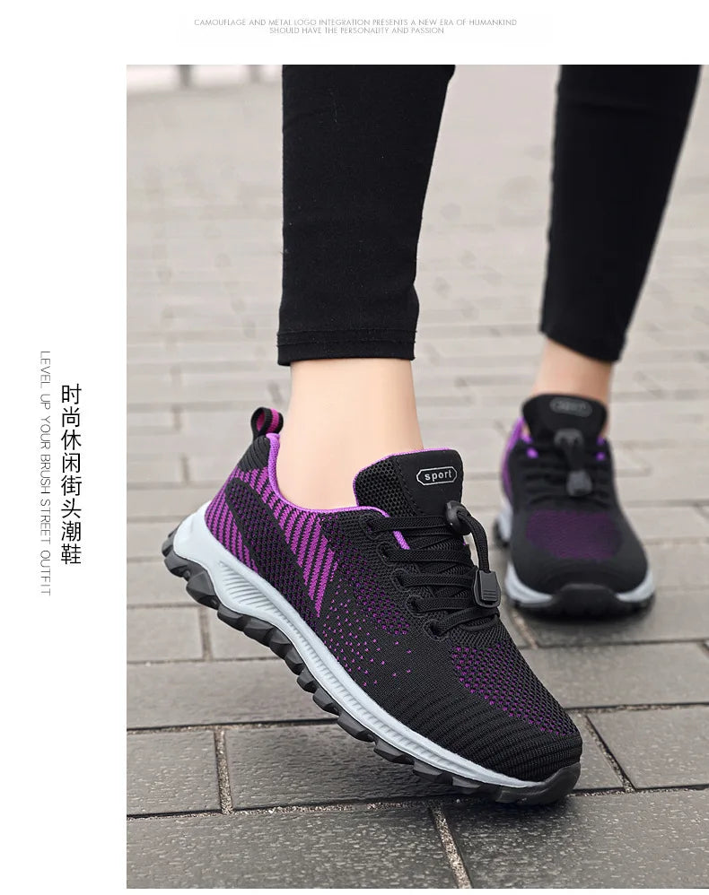 2025 Women Sneakers Fashion Platform Lace Up Casual Sports Shoes Comfortable Running Ladies Vulcanized Shoes Female Footwear