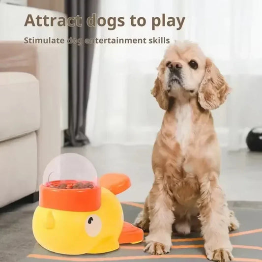 Cartoon Duck Pet Automatic Feeder Exercise Dog Intelligence Interactive Dog Food Dispenser Cat Dog Leakage of Toy Food Utensils