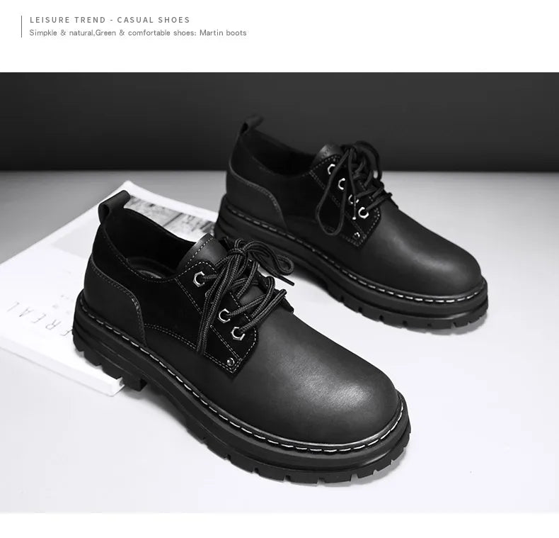 Fashion Men's Leather Shoes England Style Formal Shoes for Man Non Slip Ankle Boots Outdoor Waterproof Casual Tim Work Land Shoe