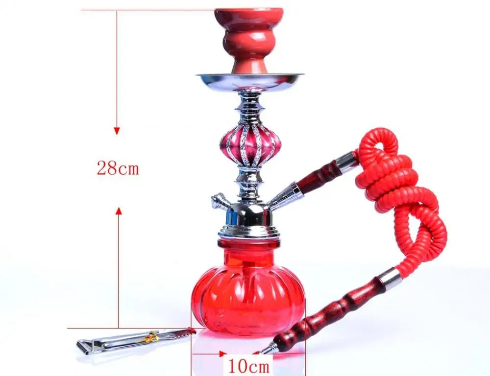 Glass Hookah Set with Ceramic Shisha Bowl Imitation Leather Hose Metal Charcoal Tongs Accessories Chicha Narguile Sheesha Set