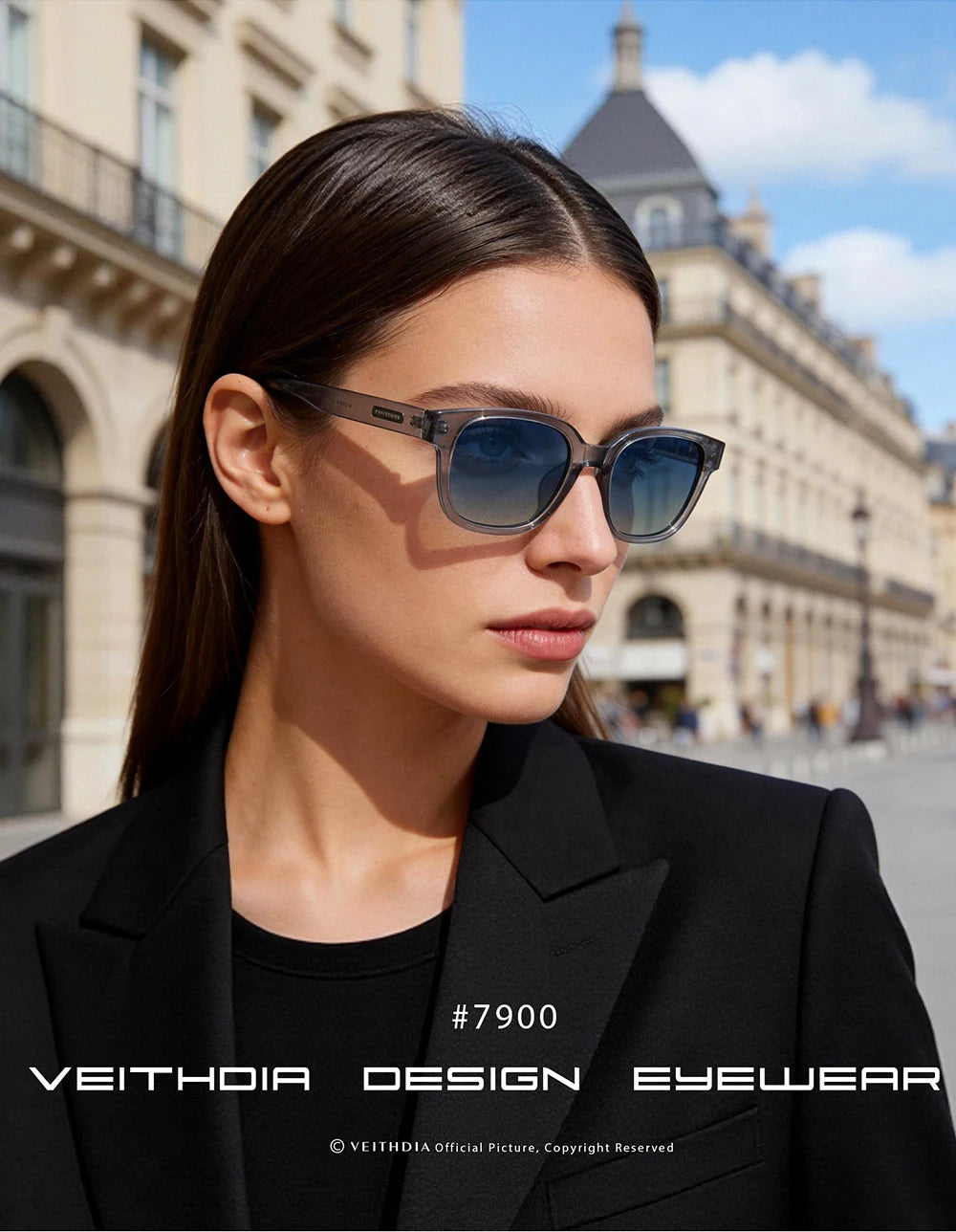 VEITHDIA Polarized Fashion Classic Sunglasses Photochromic Gradient UV400 Protection Outdoor Sun Glasses for Men And Women 7900