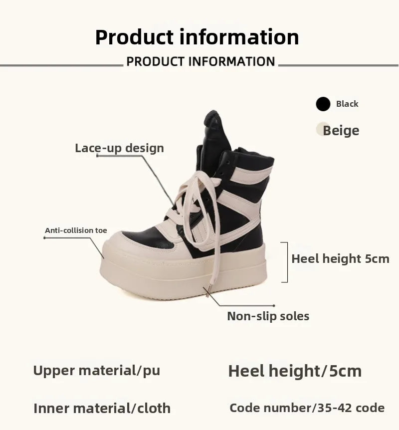 Shoes for Women Women's Ankle Boots Trendy Retro High-top Women's Shoes Fashion Casual Chunky Platform Luxury Designer Sneakers