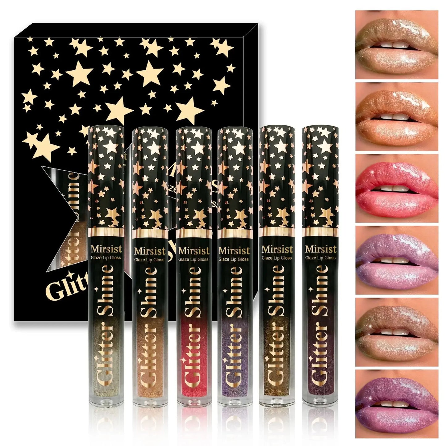 6pc Moisturizing Pearl Lip Glaze Set Watery Hydration Lip Gloss Transfer Resistant Long Lasting Vivid Color Liquid Lipstick