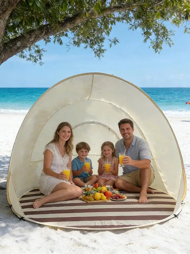 Tent for Beach 3/4 Person Easy Pop Camping Canopy Beach Shelter with Ventilating Mesh Window for Outdoor Camping Picnic Garden