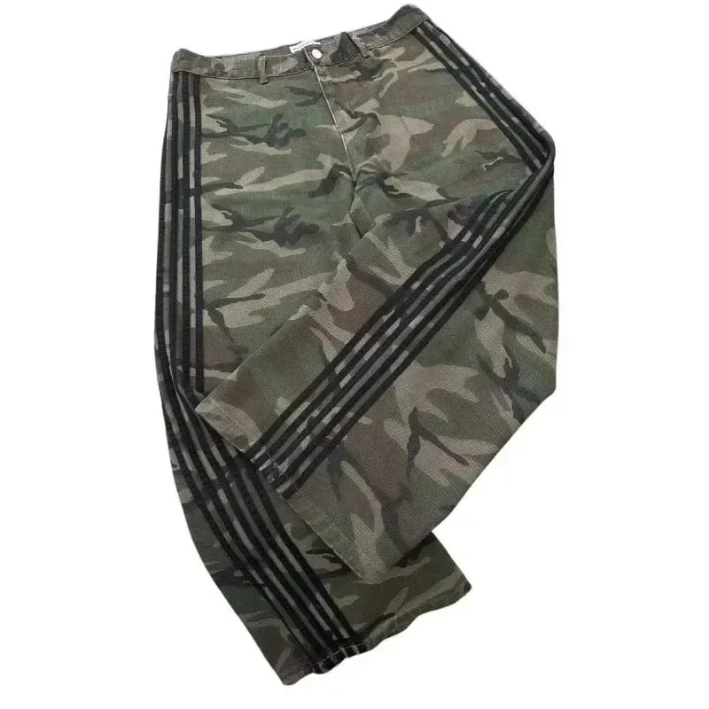 Men's pants camouflage sweatpants retro trend classic women's pants oversized loose wide-legged pants street versatile jeans