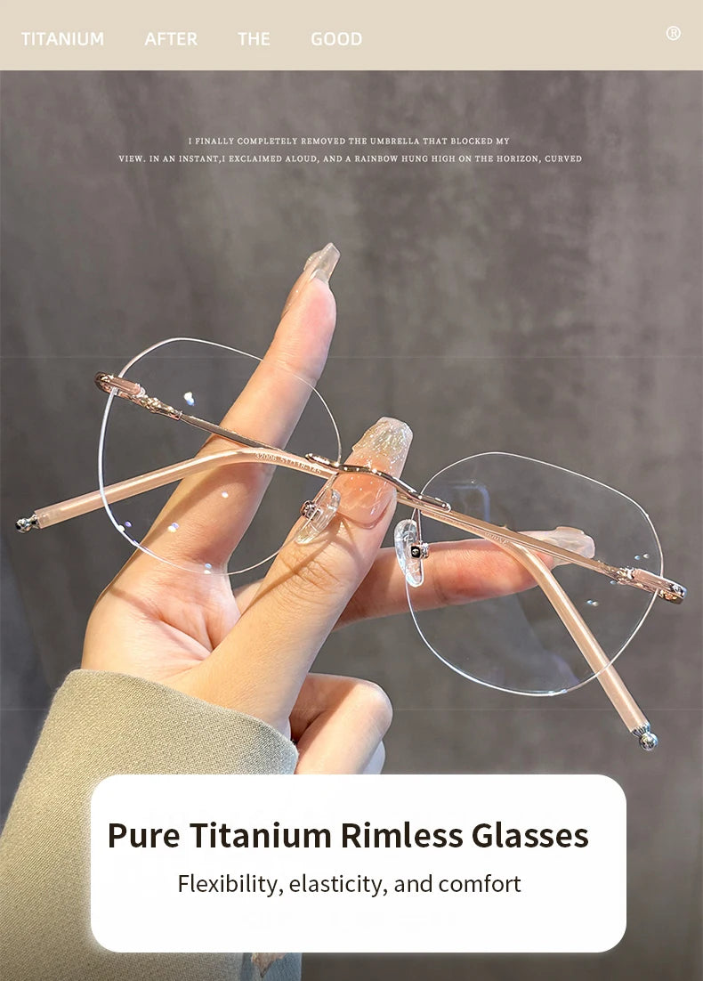 Xbora Fashion Women's Frameless Eyeglasses Frames Ultralight Polygon Men's Eyeglasses Frames Optical Prescription Glasses 32006