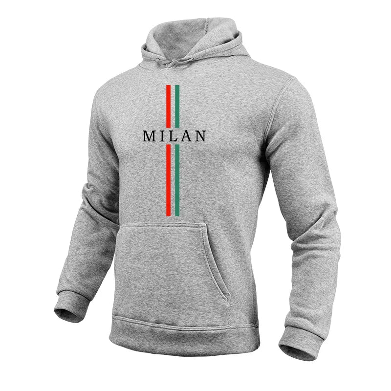 Milan Fashion Men's Hoodies High Quality Hooded Long Sleeved Pullover Male All Season Daily Casual Sports Fitness Sweatshirts