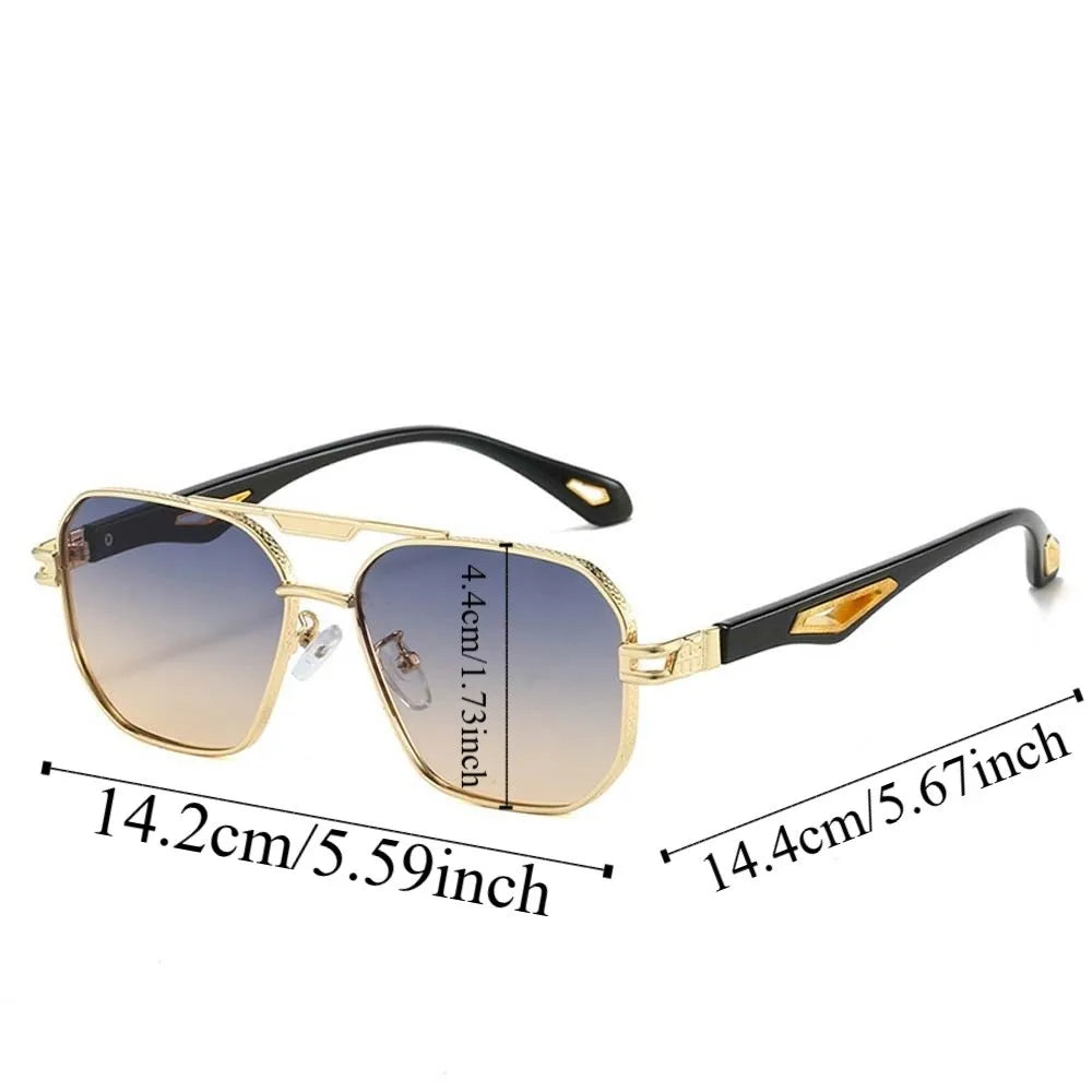 Retro Double Bar Sunnies Square Frame Sunshade Eyewear Unisex Polarizing Lens Sunglasses PC Decorative Anti-UV Glasses Summer