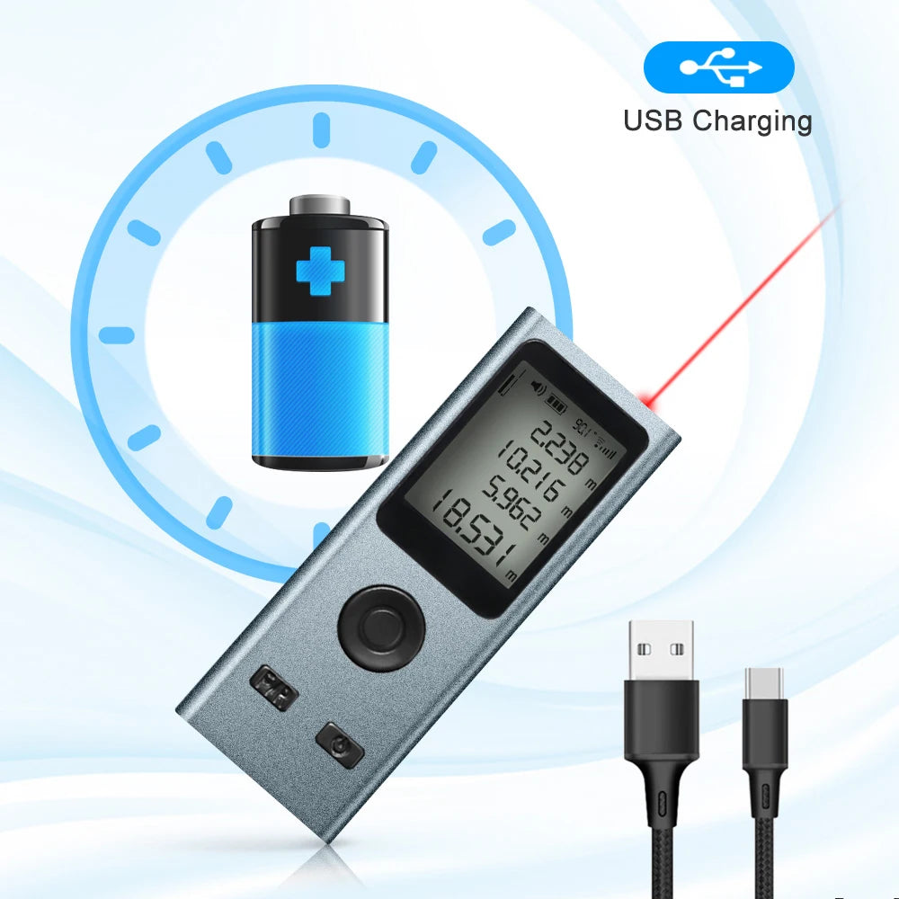 Laser Distance Meter 25M 30M 40M 50M 60M Laser Rangefinder USB Charging Multifunction Trena Laser Range Finder Measuring Tool