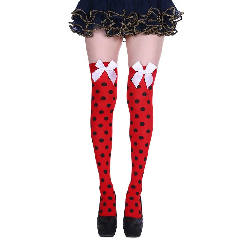 Halloween Party Stockings Clown Dotted Knee High Socks Holiday DIY Decorations
