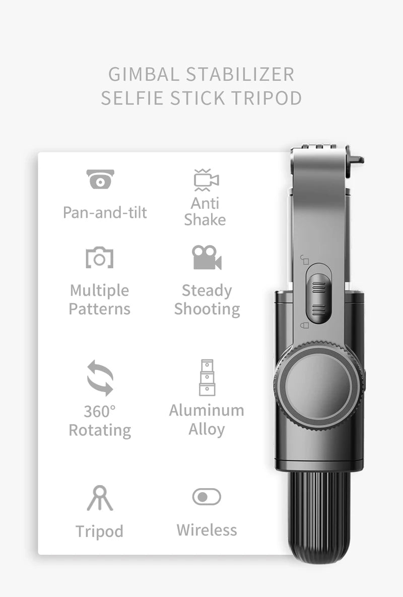 Gimbal Stabilizer For iPhone Android Cell Mobile Phone Cellphone Smartphone Action Camera Handle Grip Selfie Stick Video Tripod
