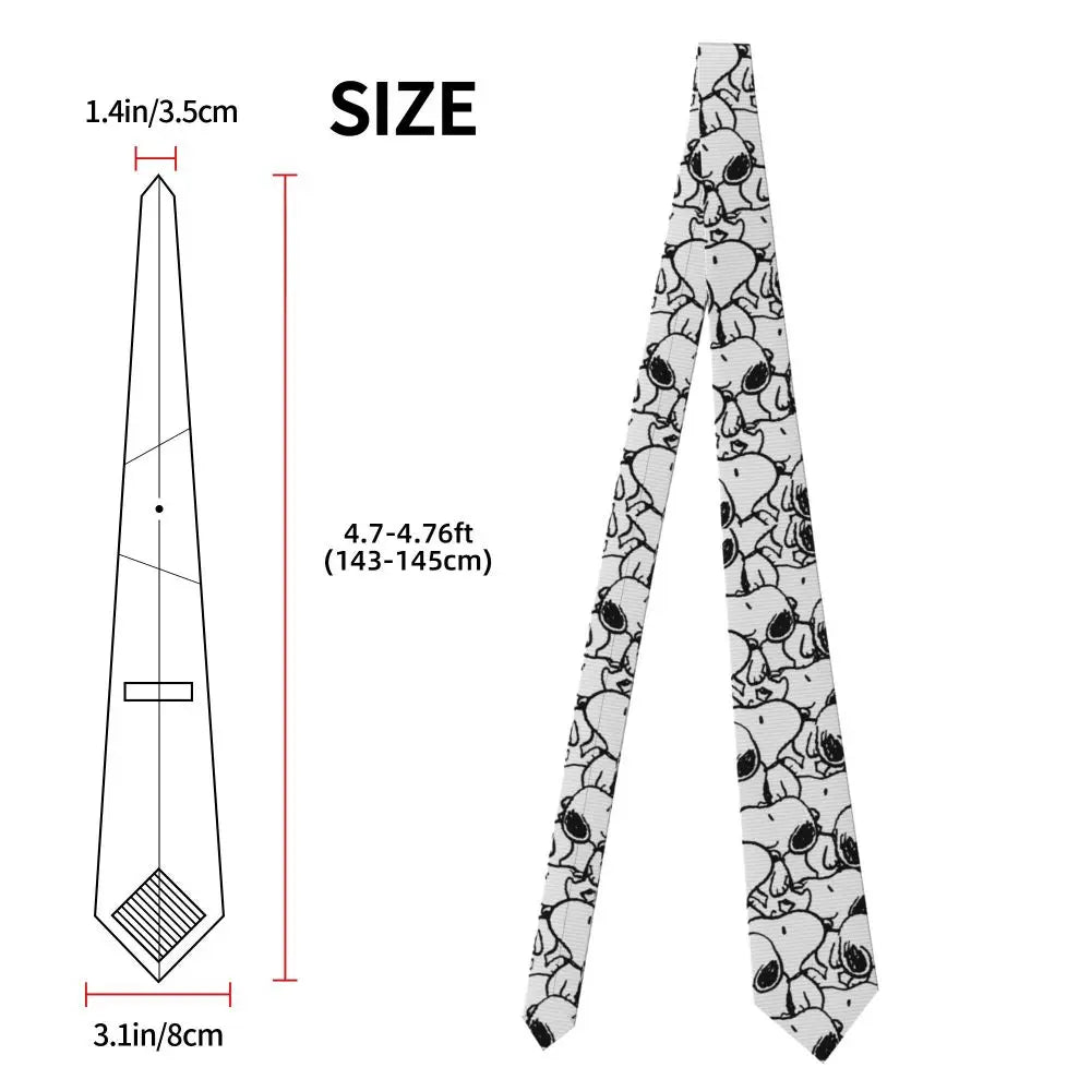 Snoopys & Woodstock Smile Giggle Laugh Neckties Silk 8 cm Neck Tie for Mens Shirt Accessories Cravat Wedding Accessories Office