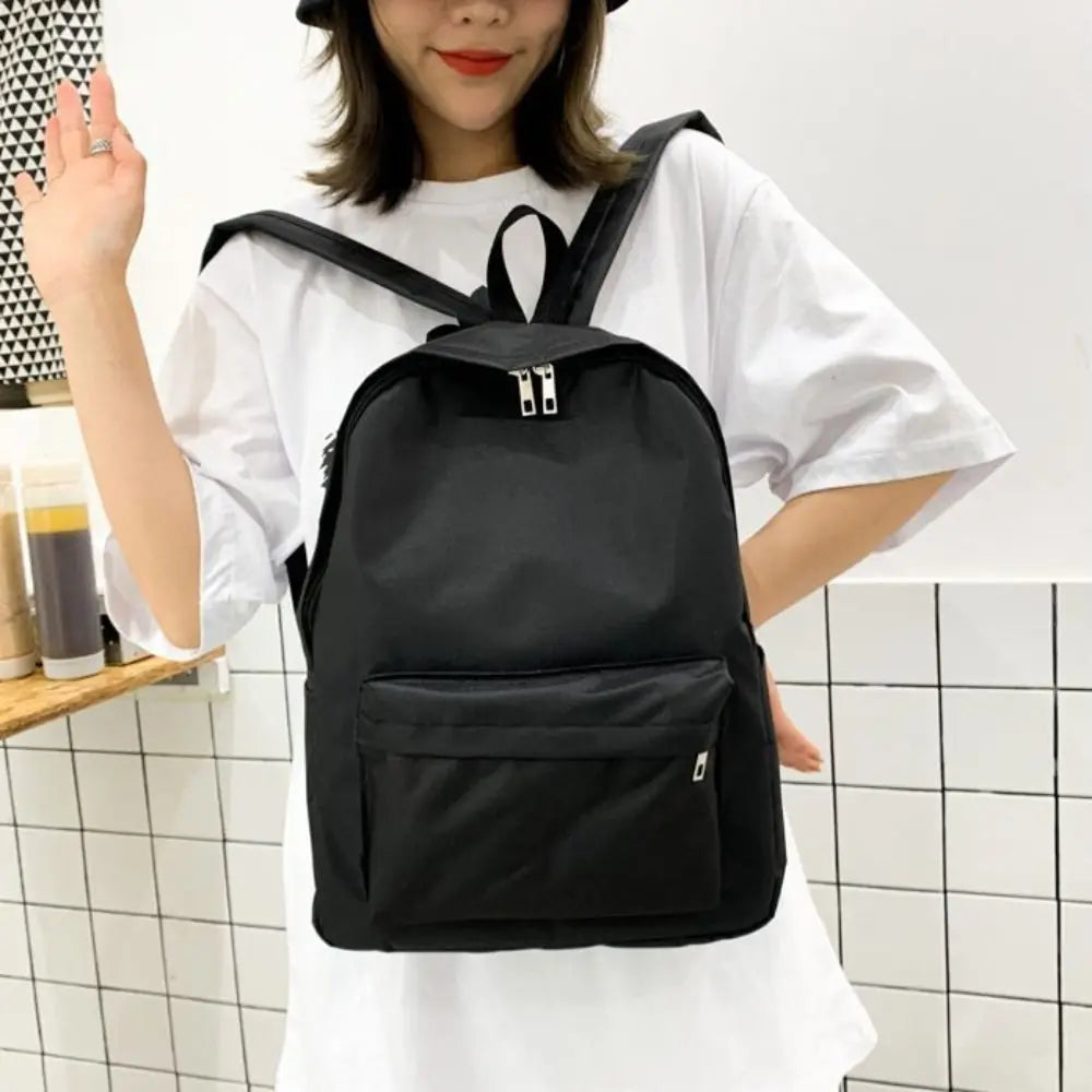 Casual Simple Solid Color Backpack Fashion Schoolbag School Bags Large Capacity Travel Backpack Book Bags Teenagers
