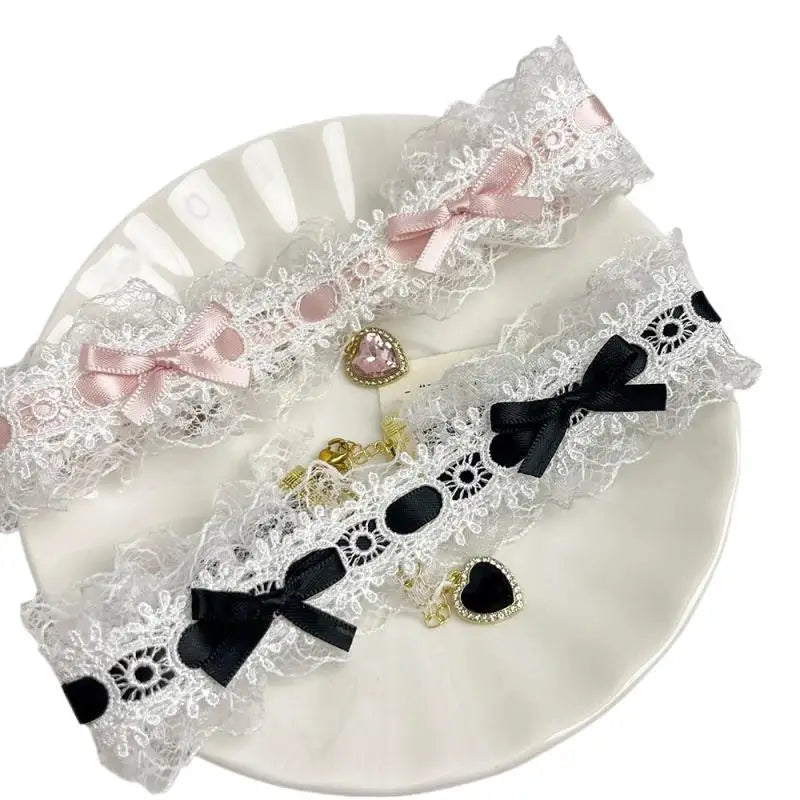 Short Lace Choker Nekclace For Women Girl Fashion Lolitas Heart Pendant Gothic Collar Necklace Gift For Party Cosplay Jewelry