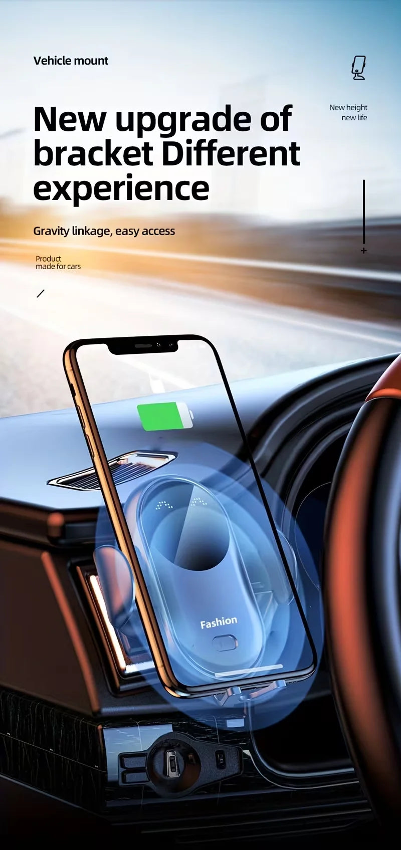 Wireless Charger for with Automatic Infrared Detection, Suitable for Mobile Phones,for Fast Charging And  As a Car Accessory