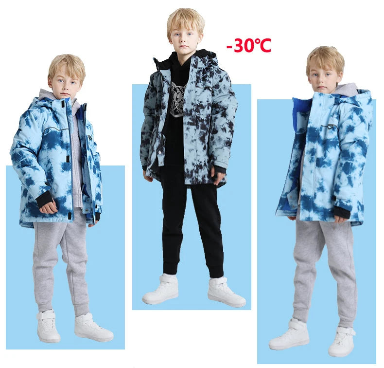 Winter Ski Jackets Children Waterproof Thickening Snowboarding Jackets Boys Thermal Coldproof Windproof Skiing Clothes Coats